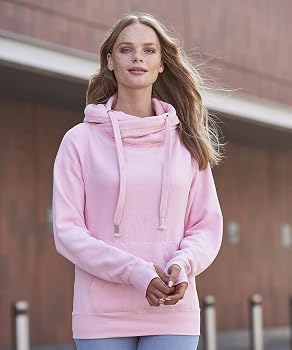 AWDis Just Hoods JH021 Unisex Cross Neck Hoodie - Baby Pink - XS
